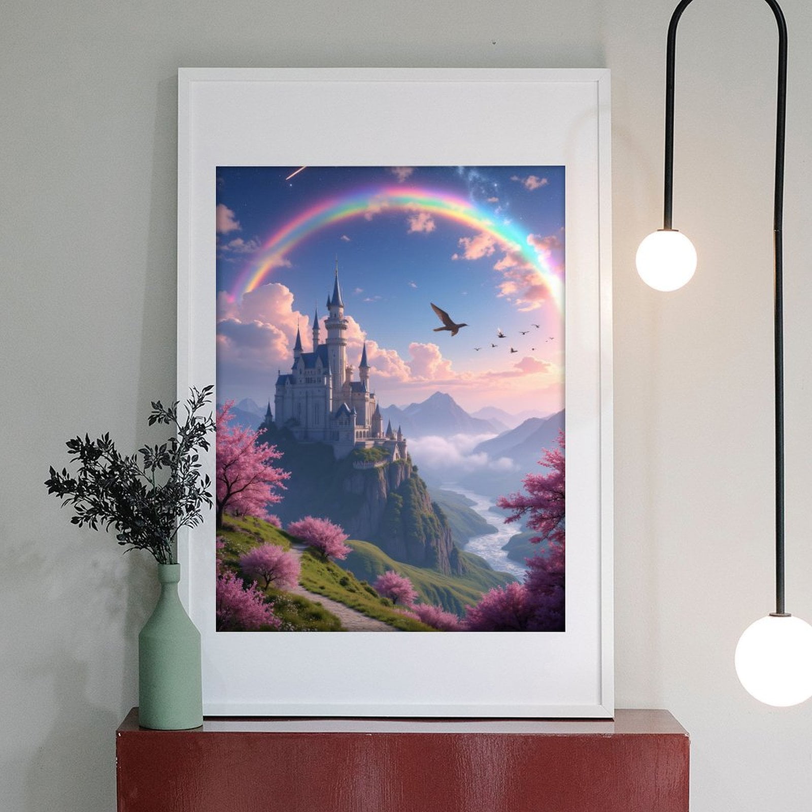 Diamond Art Kits for Adults - 5d Sunset Castle Rainbow Blossoms Diamond Painting for Adults, Diamond Art for Adults Beginners, Diamond Painting Kits for Adults for Home Wall Decor