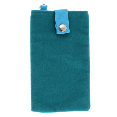 Velvet Magnetic Clasp Button Cell Phone Pouch Sleeve Bag Teal Blue 16x9 ...