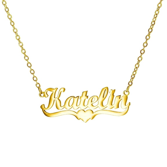 Personalized Name Necklace,Custom Name Necklace Stainless Steel Jewelry Custom Heart Necklace Women Customized Gift for Her
