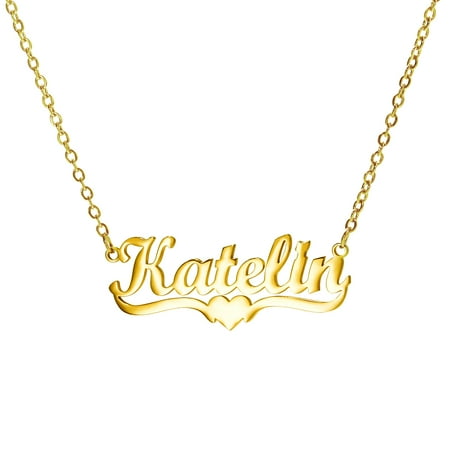 Personalized Name Necklace,Custom Name Necklace Stainless Steel Jewelry Custom Heart Necklace Women Customized Gift for Her
