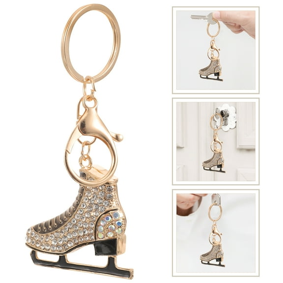 SEWCHICS Key Chain Golden Ice Skating Bag Keychain 1Pcs 4.5x2in