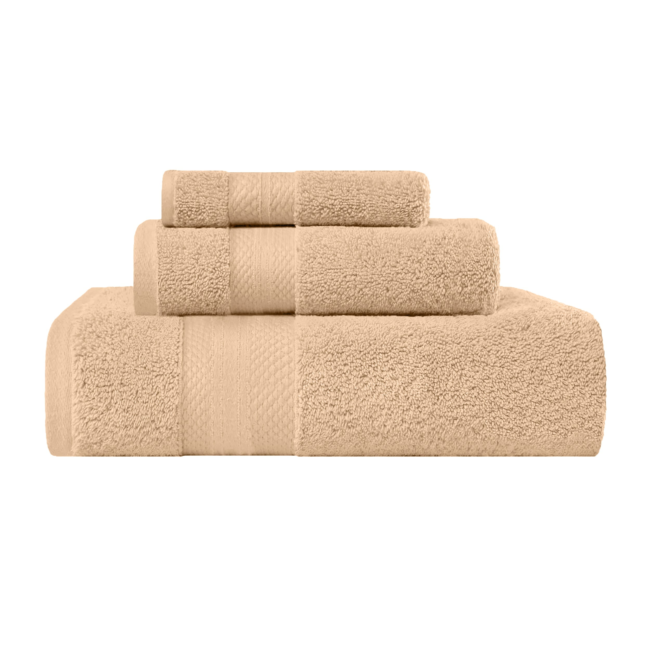 Superior Aria Turkish Cotton 3-Piece Towel Set, Ultra Soft Heavyweight Towels, Hazelnut