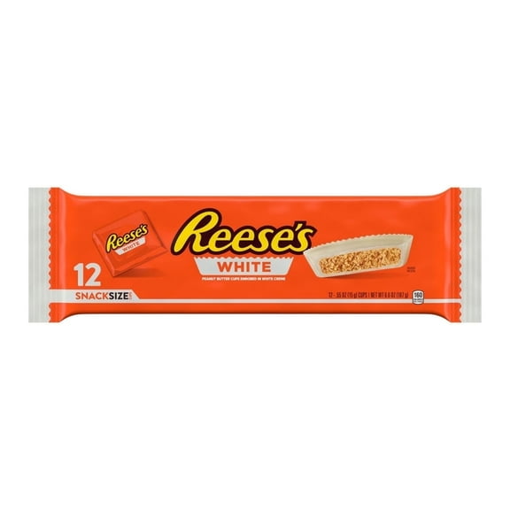 Reese's White Creme Snack Size Peanut Butter Cups Candy, Packs .55 oz, 12 Count
