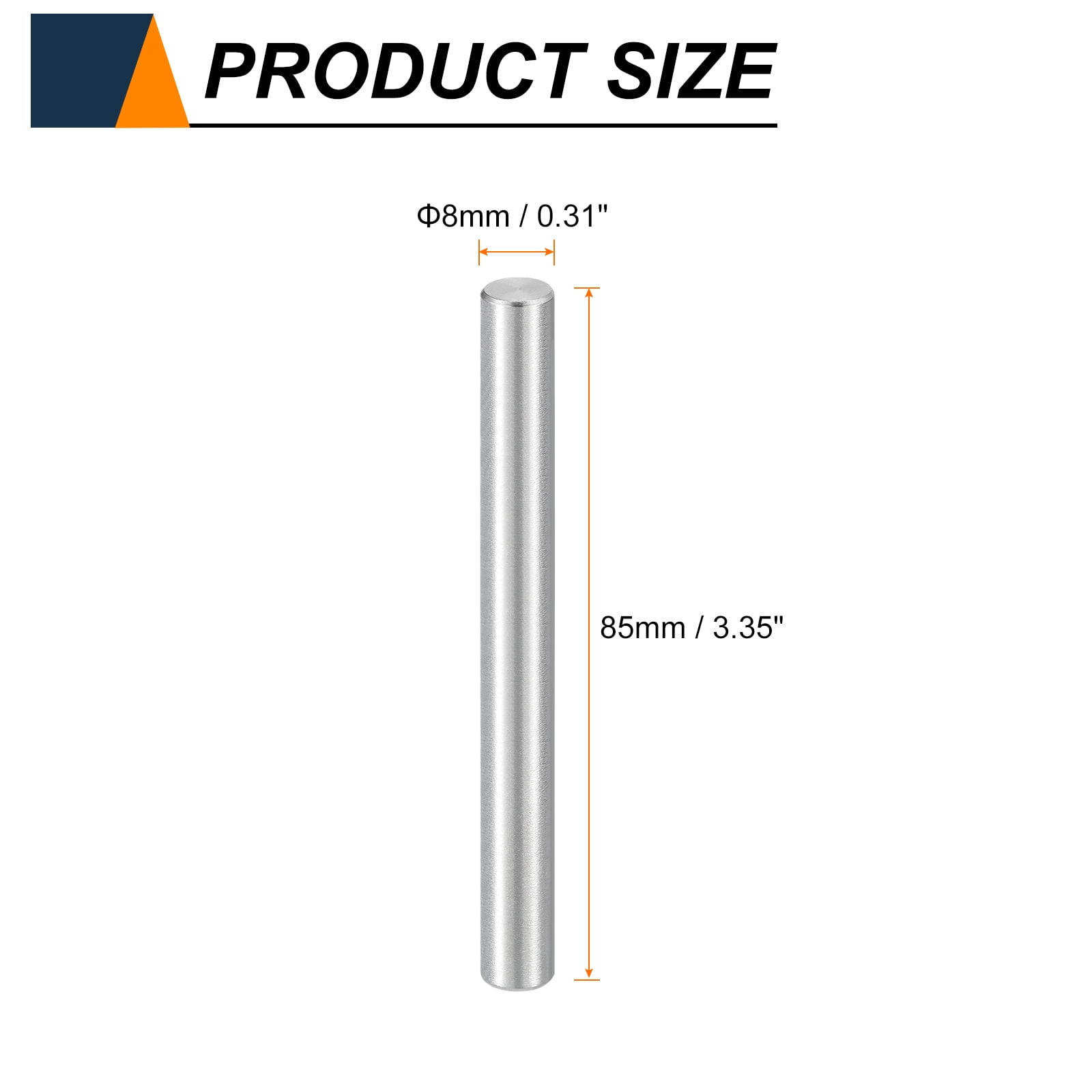 Uxcell 15pcs Dowel Pins M8(8mm) x 85mm 304 Stainless Steel Cylindrical Shelf Support Peg Pin Rod Fasten Elements for Metal Devices Wood Furniture DIY Installation, Silver