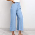 thumbnail image 3 of aidice Cotton Linen Pants for Women High Waisted Straight Leg Lightweight Casual Loose Trousers with Pockets, 3 of 3
