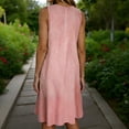 thumbnail image 6 of Summer Dresses for Women Crewneck Mid Sleeve Linen Midi Dress Loose Striped Sleeveless Casual Holiday Beach Sundress Size S-2XL, 6 of 6