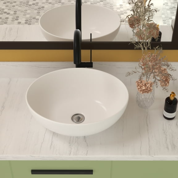 Modern Bathroom Vanity 16x13 Inch White Ceramic Oval Vessel Bathroom Sink,Wooden Bathroom Vanity