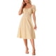 thumbnail image 2 of Vestido Floral de Verano Inspire Chic para Mujer, con Mangas Abullonadas, Cuello Cuadrado, Midi y Con Fruncido, Talla XL, Beige y Rosa, 2 of 5