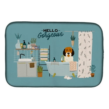 Carolines Treasures CK7501DDM Petit Basset Griffon Veenden in Bathtub Dish Drying Mat 14 x 21" multicolor