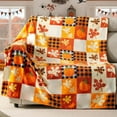 thumbnail image 5 of Halloween Fleece Throw Blanket Pumpkin Leaves Fall Plaid Blanket Soft Fuzzy Plush For Couch Sofa Or Bed Flannel Blanket For Kids Adults Wife Light Blanket, 5 of 7