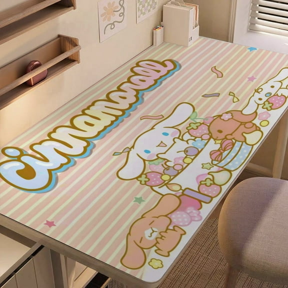 Cinnamoroll Cinnamon-themed extra-large Non-Slip Base leather Desk Table mat—versatile for computer desks, dining tables, and more.12"x24"(30X60cm）