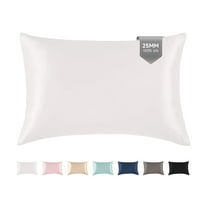 THXSILK 25 Momme Silk Pillowcase, Both Side 100% Mulberry Silk Pillowcase for Hair and Skin, Natural Mulberry Silk Dual Sides with Hidden Zipper, California King(20"x40"), White