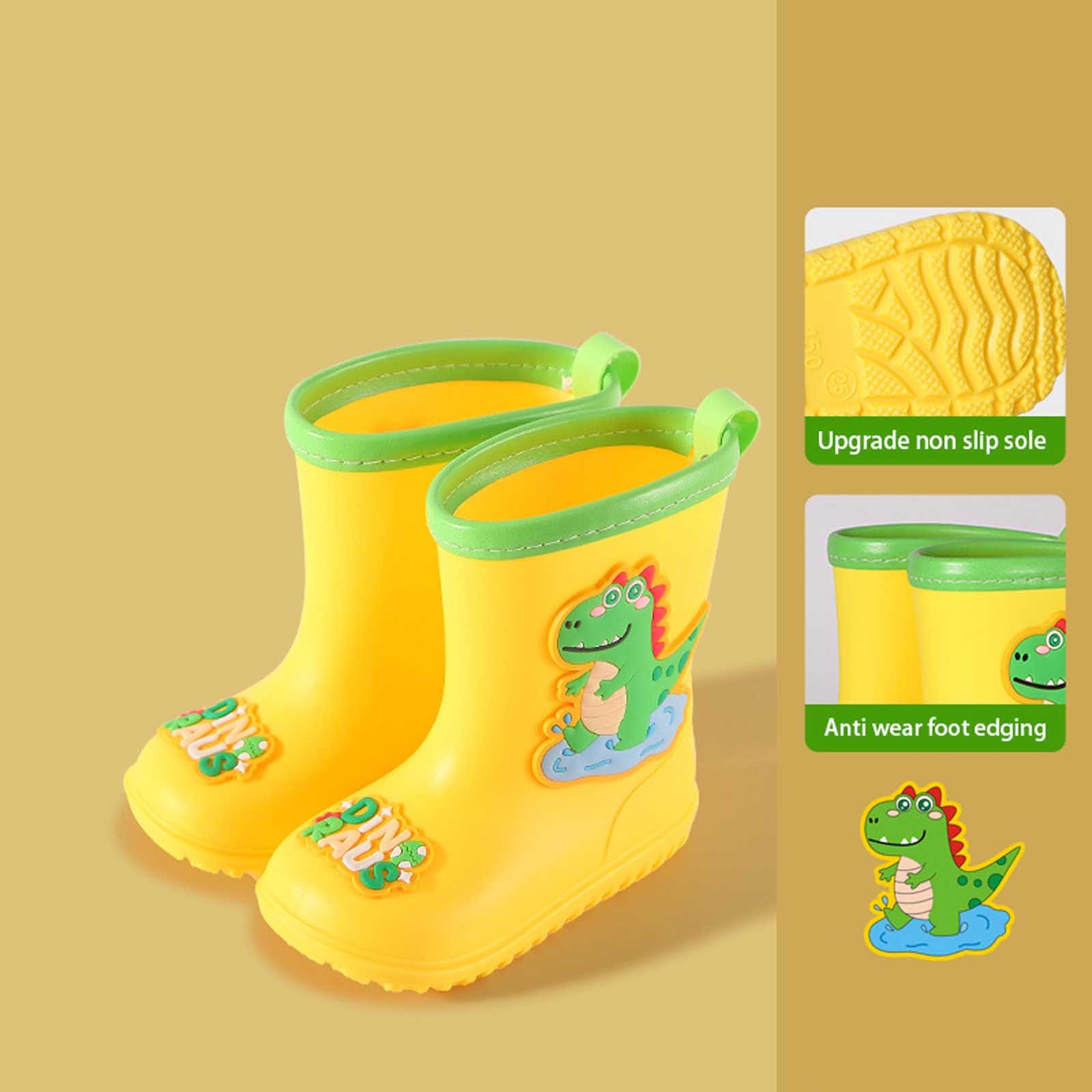 Kids Rain Boots Rainboots for Going Out Toddler Waterproof Rain Boots Basic Colors Rainboots Yellow 5.5-6 Years