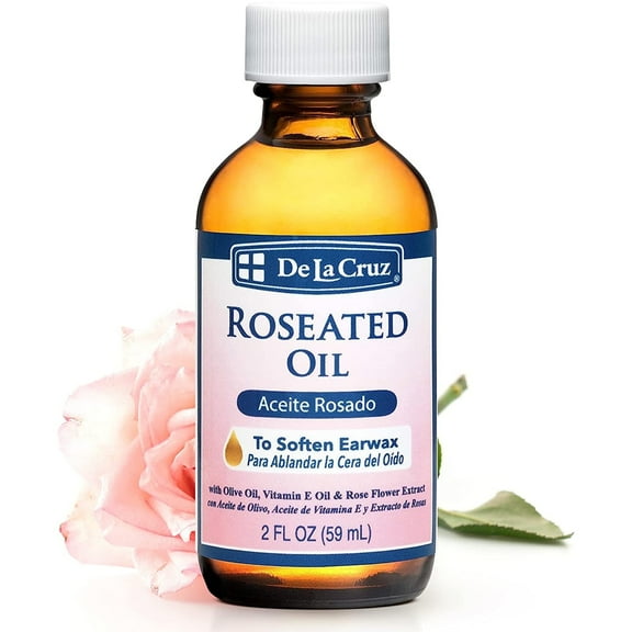 De La Cruz Roseated Oil Ear Wax Softener with Rose Flower Extracts, 2 fl Oz
