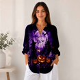 thumbnail image 5 of Nyfairy Plus Size Women's Halloween Print Long Sleeve Button Down Casual Shirt, 5 of 5