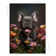 thumbnail image 1 of Tarjeta de felicitación Pet Party Delights con forma de cachorro de bulldog francés con flores, 1 of 8