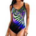 thumbnail image 1 of Aayomet Maillot de Bain Contrôle du Ventre Résistant au Chlore Col Rond une Pièce, Bleu m, 1 of 5