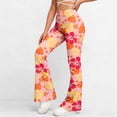 thumbnail image 2 of HAOTAGS Women Yoga Pants,Butt - Lifting Printed High Elastic Waist Flared Pants Pink M, 2 of 9