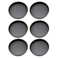 thumbnail image 2 of Moule à Quiche en Acier au Carbone, 6 Pcs Fond Amovible Moule à Tarte Fond Amovible Plat de Cuisson Moule Design Révolutionnaire, 2 of 8
