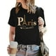 thumbnail image 3 of Camiseta informal de manga corta con cuello redondo para mujer, cómoda prenda para exteriores, ideal para el tiempo libre en casa, con estampado "Paris Romantic" para adultos, hombres, mujeres, adole, 3 of 7