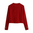 thumbnail image 5 of Sakmal Coats for Women Red Long Sleeve Sleeve Casual Solid Knit Collar Vintage Jackets for Women, 5 of 9