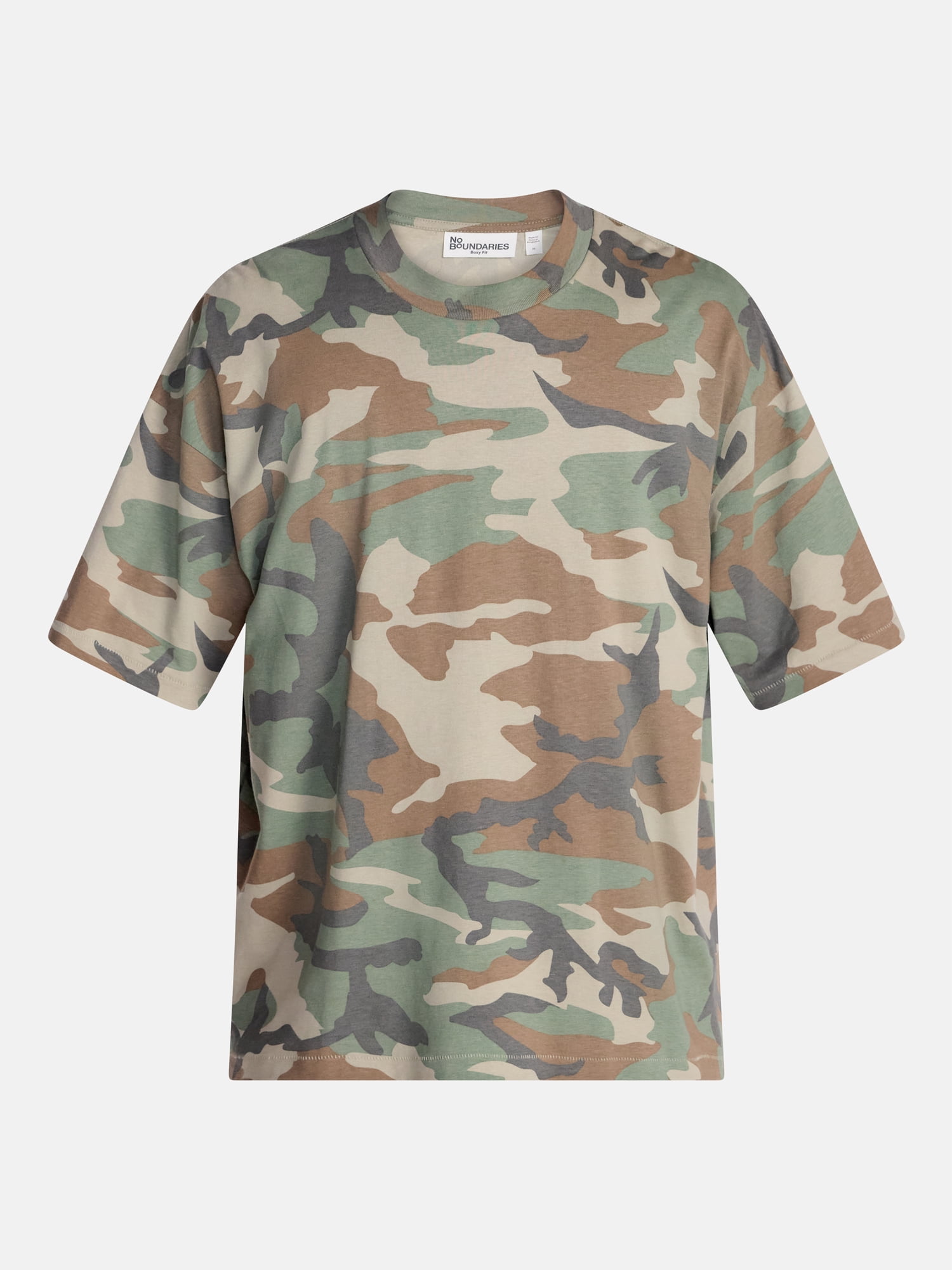 No Boundaries Men's Oversized Boxy Tee Shirt with Short Sleeves, XS-4XLT