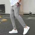 thumbnail image 6 of Men's Casual Slim-Fit Solid Color Nine-Point Pants with Pockets, Ankle-Length Trousers for Business Casual and Daily Outfits,Light Gray,XL, 6 of 8