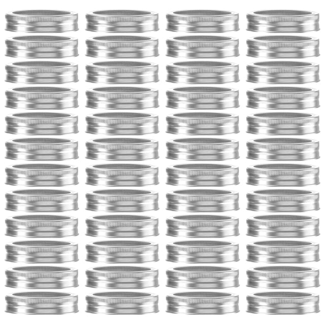 HBFAGFB 48-Piece 70mm Diameter Regular Mouth Canning Rings, Round Tinplate Split Lids for Jars