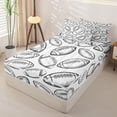 thumbnail image 2 of Castle Fairy Football Print Zipper Twin Comforter Sets with Fitted Sheet and 2 Pillowcases, Sport Theme Zipper Bedding Set, White Black,4-Piece, 2 of 6