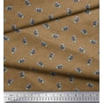 thumbnail image 2 of Soimoi Brown Satin Silk Fabric Insect & Texture Decor Fabric Printed BTY 42 Inch Wide, 2 of 2