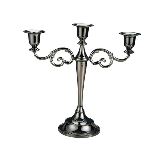 Candelabro de 3 brazos, centro de mesa romántico para bodas, vacaciones, candelabro de Metal para decoración de aniversario de comedor Negro