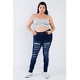 thumbnail image 3 of Saronite Basics Crop Top à Encolure Carrée Rayée Ouverte, Gris (Femme Plus), 3 of 3