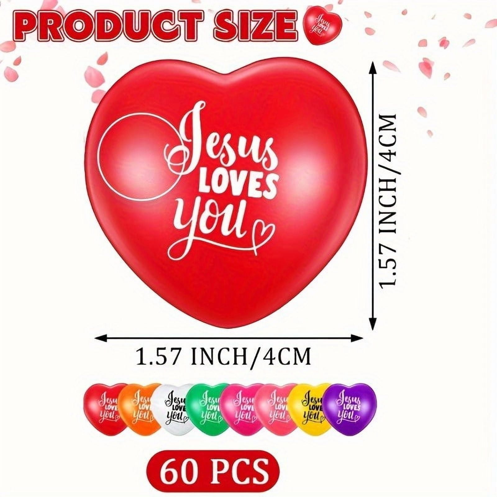 48 Pcs Christian Valentines Heart Stress Balls Bulk 2. 76'' John 3: 16 Stress Relief Balls Jesus Bible Quotes Religious Gifts for Church Welcome Gifts Women Men Friend Teacher