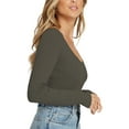 thumbnail image 3 of ANYFIT WEAR Long Sleeve Fall Blouse for Women Square Neck Ribbed Knit Shirts Top Cozy Warm Pullover Tops Army Green S, 3 of 5