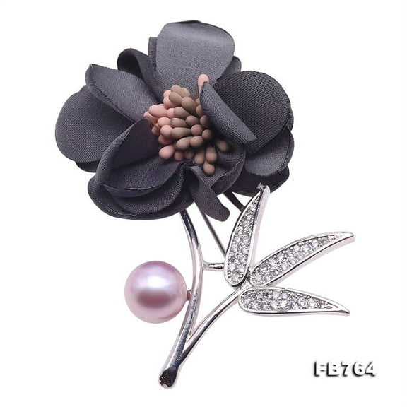 JYX Pearl Brooches Fine Rose-Style 10mm Lavender Freshwater Cultured Pearl Brooch Pin Christmas Brooches