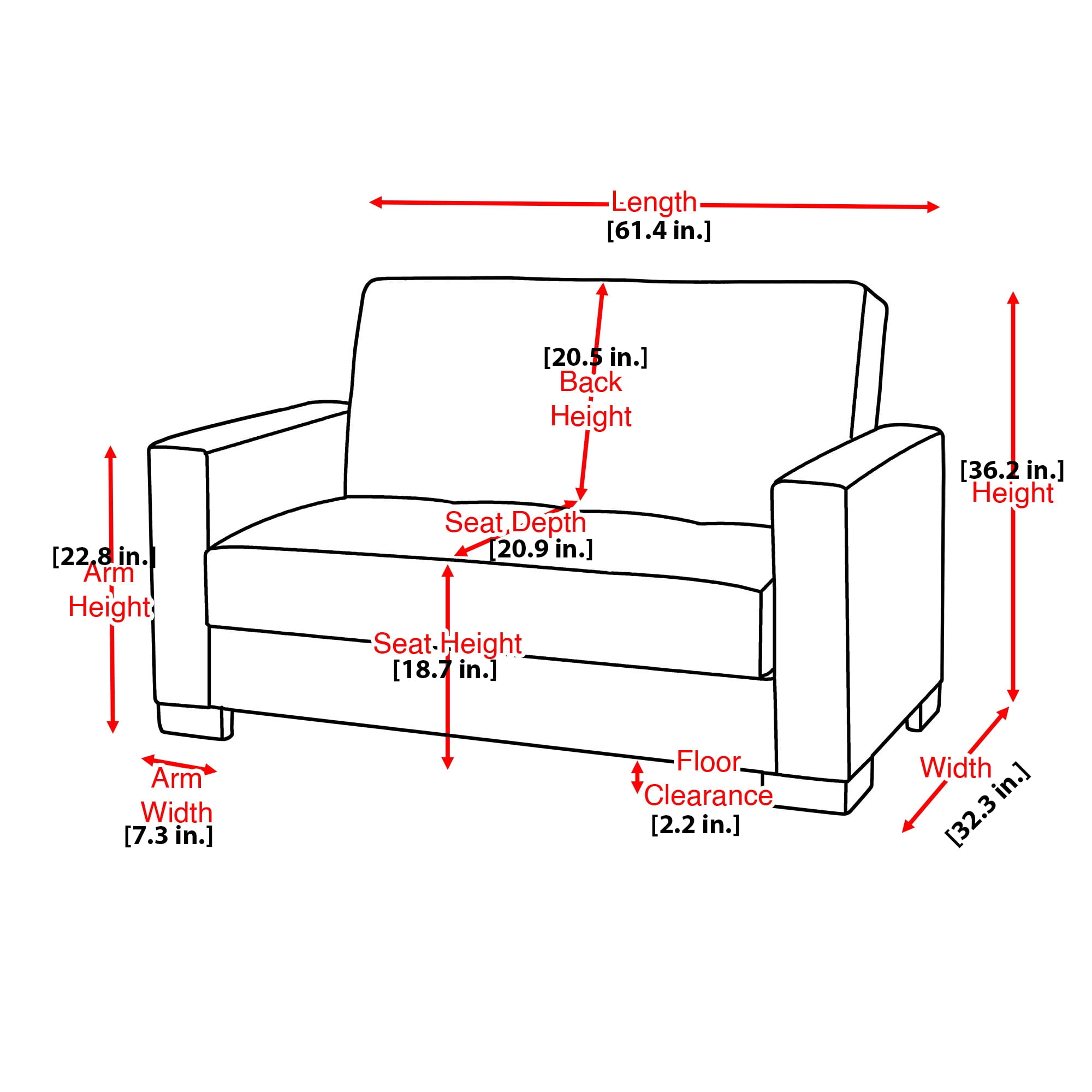 Ottomanson Convertible Sleeper Loveseat with Hidden Storage, Firm Seating, Gray