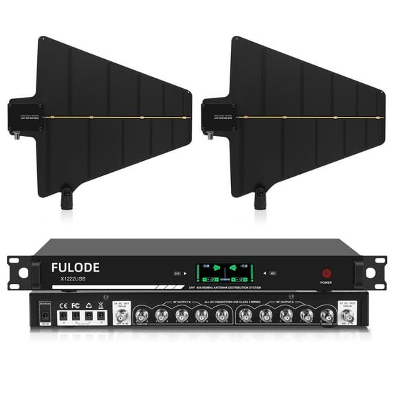 UHF Wireless Antenna Distribution Combiner System, 10 Channels Active Directional Receiver w/ 8 Outputs   2 Cascade Ports, Mic Signal Amplifier with Paddle for Stages, Live Shows - 984ft Long Coverage