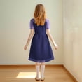 thumbnail image 7 of Efsteb Girls Dresses Contrast Mesh Patchwork Short Sleeve A Line Dress Casual Comfy Party Dress (Dark Blue,10 Years), 7 of 7