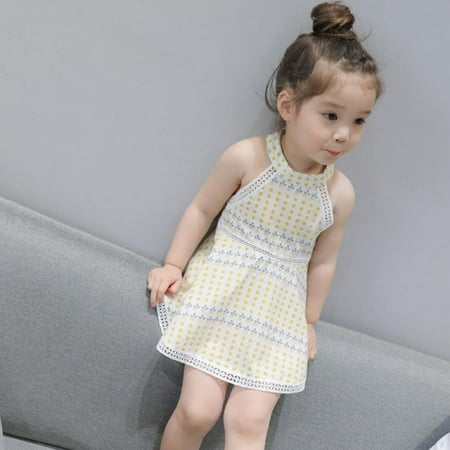 

Kids Girls Halter Neck Sleeveless Summer Print Dresses 1-6Y