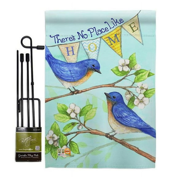 Breeze Decor BD-SH-GS-100059-IP-BO-D-US14-AL 13 x 18.5 in. Welcome Like Home Inspirational Sweet Impressions Decorative Vertical Double Sided Garden Flag Set with Banner Pole