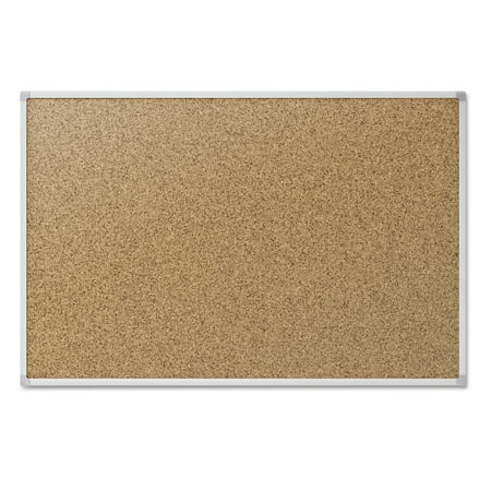 Mead Cork Bulletin Board, Silver Aluminum Frame, 48" x 36