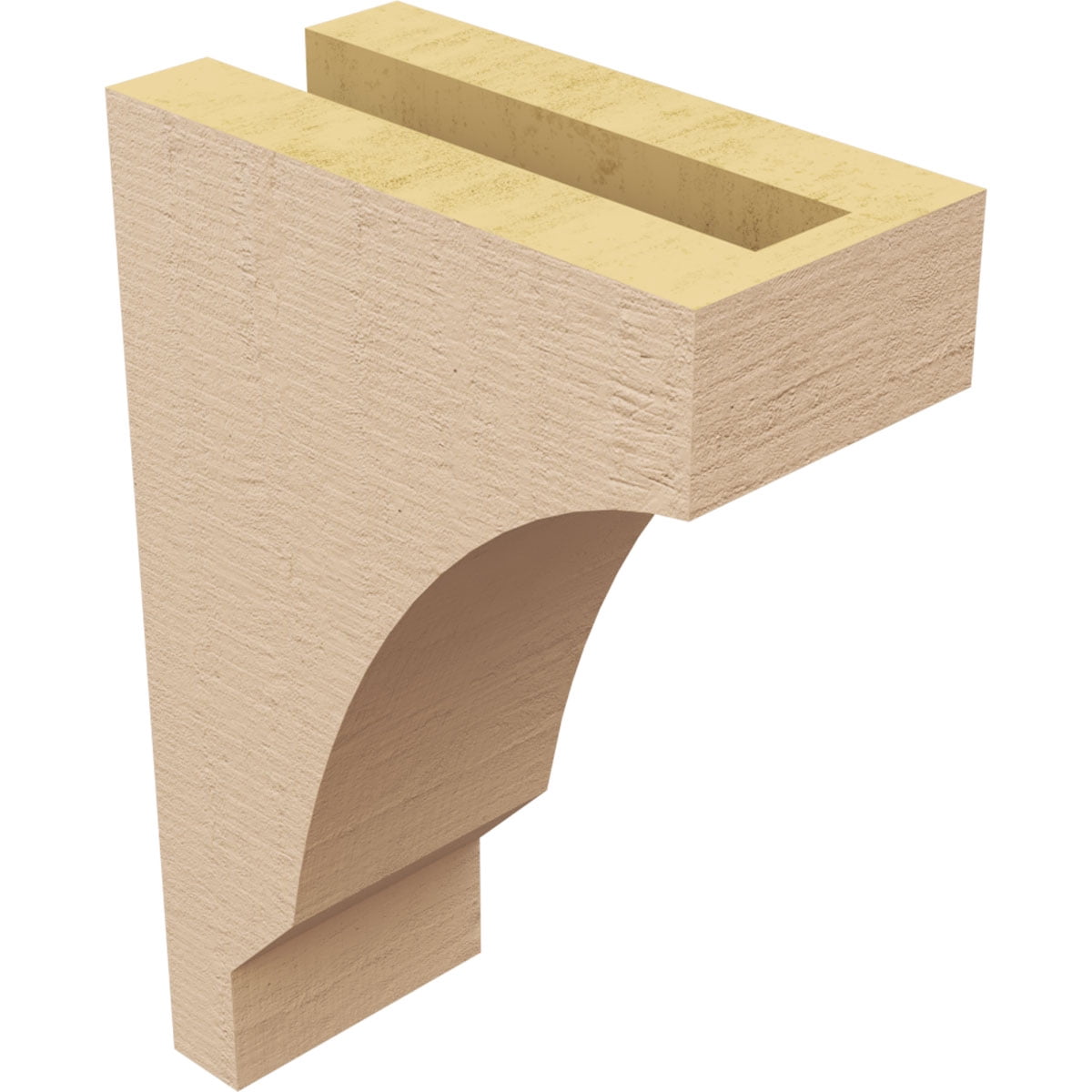 3"W x 6"D x 9"H Classic Moab Rough Cedar Woodgrain TimberThane Corbel, Primed Tan