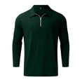 thumbnail image 4 of JTieacloth Button Casual Tee Collared Men New Striped Zipper Shirt Lapel Shirt Long Sleeved T Shirt Autumn And Winter Business Casual Jacket Green S, 4 of 5
