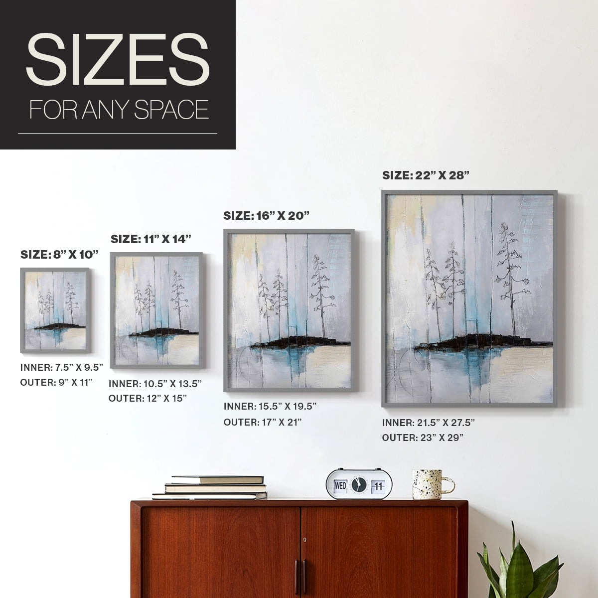 In the Company of Three in Gray Solid Wood 8 x 10 Framed Print
