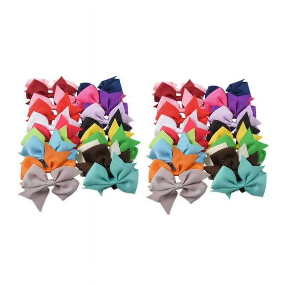 40Pcs Big Hair Bows Girls Alligator Clip Grosgrain Ribbon Headband