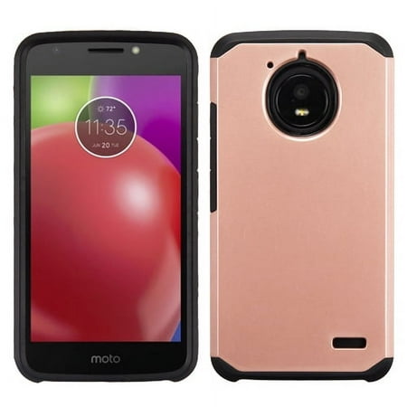 Motorola Moto E4 (XT1762) (XT1766) Phone Case Shockproof Hybrid Rubber Rugged Case Cover Slim ROSE GOLD