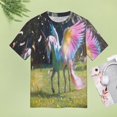 thumbnail image 4 of Rainbow Horse with Wings Women's Short Sleeve T-Shirt Crew Neck Casual Summer Trendy Loose Fit Tops, 4 of 6