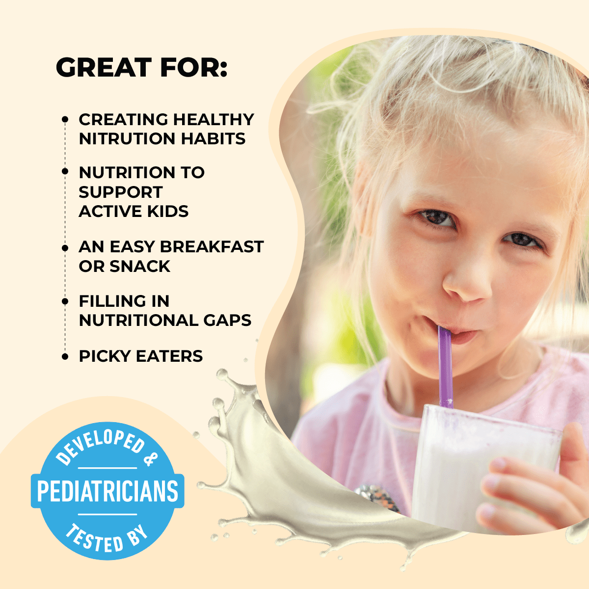 (2 pack) Healthy Heights KidzProtein, Shake Mix Powder, Vanilla, 10g Protein, 8.8oz