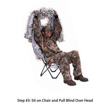 Ameristep Snow Hunter Realtree APS 3-D Chair Ground Blind – 1-Person, Quick Setup, White