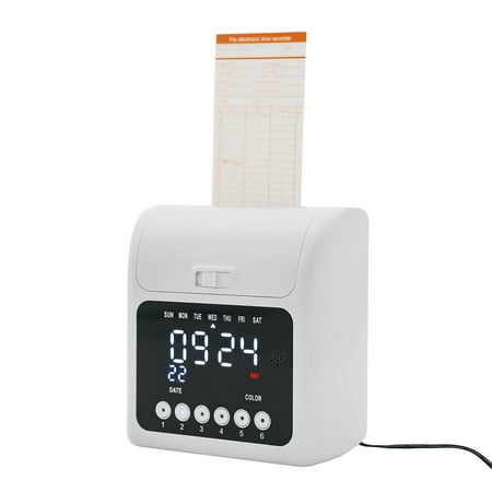 Employee Attendance Punch Time Clock Payroll Recorder LCD Machine with 50 Cards for Small Businesses and Organizations